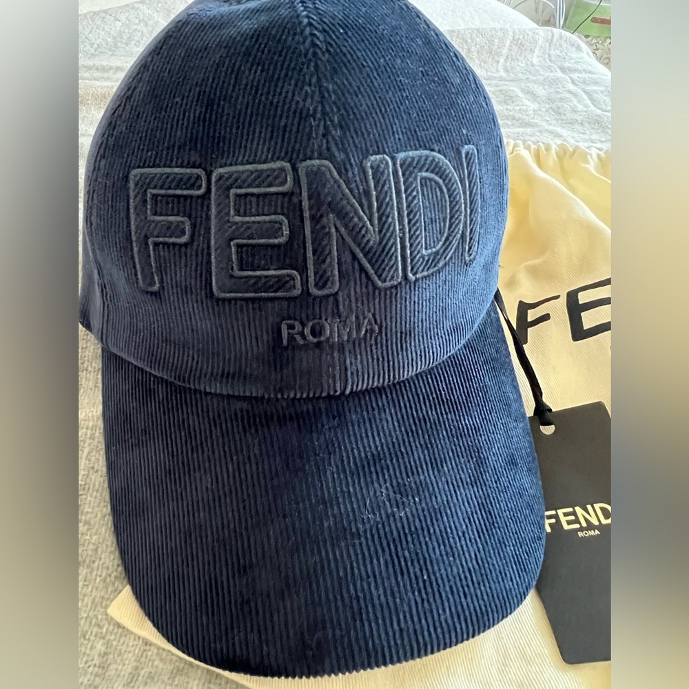 Fendi Navy Corduroy Hat